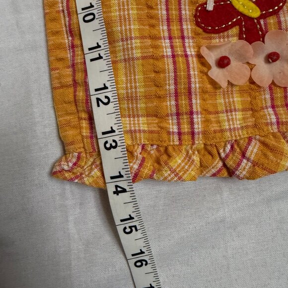 Retro Inspired Yellow Plaid Ruffle Pants Girls Size 5 | Cotton Blend - Picture 6 of 7